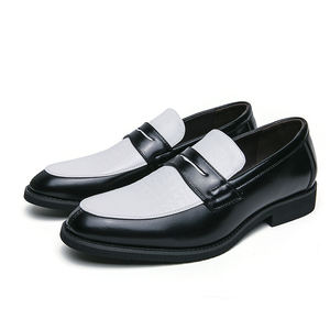Zapatos en Bloques de Color Blanco y Negro, Mocasines Sin Cordones para Hombre, Zapatos Casuales de Negocios Británicos para Hombre - Product Image 2