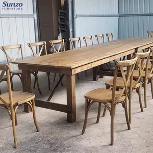 Sunzo Furniture Rustic Foldable Outdoor Event Banquet Wedding Dining Farm Hotel Tables