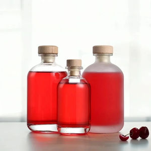 Bouteilles en verre dépolies transparentes de 250 ml, 375 ml, 500 ml pour jus de fruits, liqueurs, vins, boissons alcoolisées, vodka, whisky avec bouchon – Vente chaude - Product Image 1