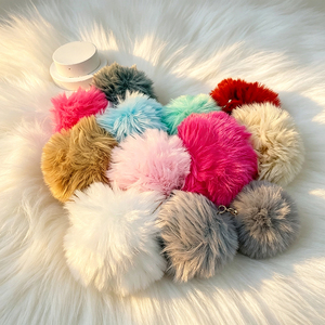 <b>Cute</b> Fluffy Fur Pom Pom Keychain Colorful Pompom <b>Key</b> <b>Ring</b> Backpack Purse Charm for Teen Girls - Product Image 2