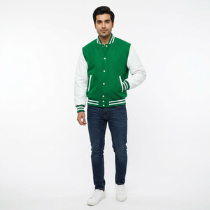 FINER THREADS Custom Logo Design <b>Men's</b> Winter Premium Quality 100% Cotton Baseball Letterman <b>Jacket</b> Front Logo Casual Stand - Product Image 1