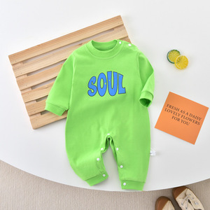 Tutina per Neonati Primavera e Autunno, Abbigliamento Classe A, Puro Cotone, Unisex, Pagliaccetto Senza Cuciture con Spalle Aperte - Product Image 1
