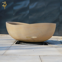 Baignoire autoportante en grès personnalisée ovale ronde design en marbre pour salle de bain baignoire à remous pour salle de bain