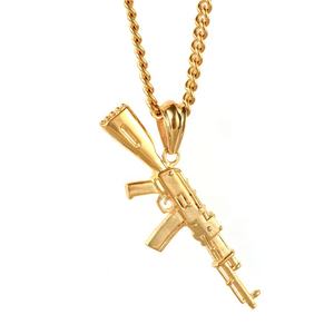 Sous-machines militaires 3d, 1 pièce, <span class=keywords><strong>collier</strong></span> de pistolet de moulage, accessoires pour hommes, ornement de pendentif de fusil d'assaut hip hop - Product Image 2