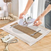 Meilleures ventes : Set de table et dessous de bol en coton et lin, tissé au crochet, résistant à la chaleur, style pastoral, personnalisable pour mariages
