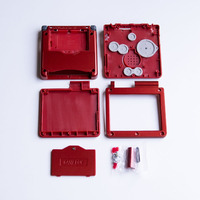Casing Pengganti dan Kotak Kustom Desain Tema Monster Merah Api Metalik Premium untuk Game Boy Advance SP Cetak UV