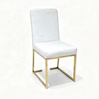 Chaise de salle à manger en acier inoxydable doré de qualité commerciale avec coussin blanc amovible pour hôtels et événements