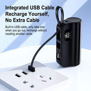 Batería Externa Compacta de 5000mAh con Cable USB Tipo C Integrado para Viajes y Uso Diario - Product Image 1