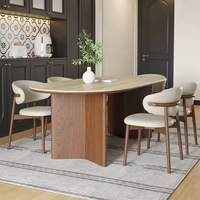 Ensemble de table à manger moderne en bois de noyer massif avec pieds ronds, extensible et convertible, 8 chaises pour restaurant et salle à manger à domicile