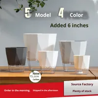 Pot de fleurs hydroponique transparent en plastique à absorption automatique de l'eau pour la culture des plantes vertes, pot blanc