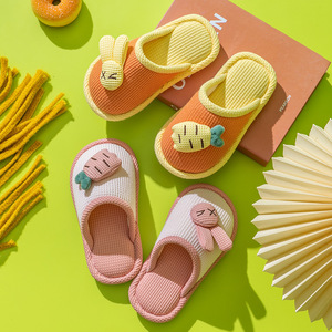 Dessin animé lapin carotte à bout ouvert PVC lin pour pantoufles pour garçons filles mignon Design tendance pour printemps automne saisons doux usage domestique - Product Image 3