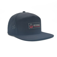 Casquettes de sport pour hommes Vintage Bulk Custom 7 Panel Silicone Patch Logo Découpe Laser Trou Noir Bord Plat