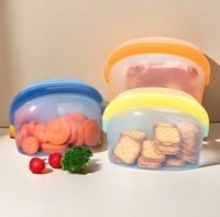 2025 nouveaux sacs de stockage des aliments scellés en Silicone réutilisables à Double fermeture, mise à jour des sachets alimentaires en Silicone anti-fuite