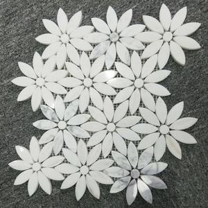 กระเบื้องโมเสคหินอ่อนธรรมชาติลายดอกไม้แบบฉีดน้ำ สำหรับตกแต่งผนังห้องนอน ระเบียง ห้องน้ำ ภายในอาคาร - Product Image 1