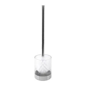 Long Handle Transparent Round Stainless Steel Toilet Brush Bowl Cleaner Brush With Holder