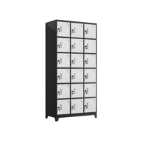 Casier en acier métallique à 18 portes, couleur noir et blanc, multi-compartiments, armoire de rangement pour vêtements, pour le personnel d'usine, le bureau, l'école