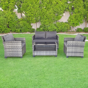 Fabrication de gros Ensemble de <span class=keywords><strong>4</strong></span> tables et <span class=keywords><strong>chaises</strong></span> en <span class=keywords><strong>rotin</strong></span> pour le loisir et la conversation avec pieds en plastique - Product Image 6