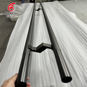 Kapı kolu siyah özel yuvarlak tüp tırtıllı katı paslanmaz çelik kapı kolu lüks Villa otel cam ahşap kapı kolları - Product Image 2