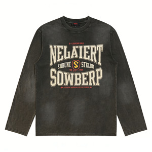 <span class=keywords><strong>T</strong></span>-shirt à manches longues gris foncé délavé style streetwear américain, imprimé léopard zèbre, lettrage graphique, coupe ample et oversize - Product Image 2