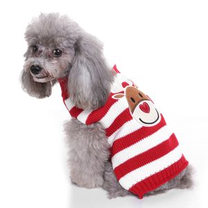 Modern Style Cute Red &amp; White Striped Christmas Reindeer Pet Sweater for <strong>Dogs</strong> XS-XXL Luxury Apparel for Winter &amp; Autumn - Product Image 5