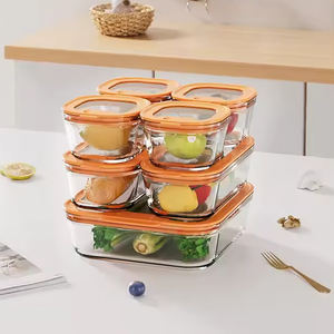 ภาชนะแก้วบอโรซิลิเกตใส่อาหารขนาด200มล. ชุดชาม1000มล. กล่องอาหารกลางวันแบบวางซ้อนกันได้เข้าไมโครเวฟได้พร้อมฝาแก้วซิลิโคน - Product Image 4