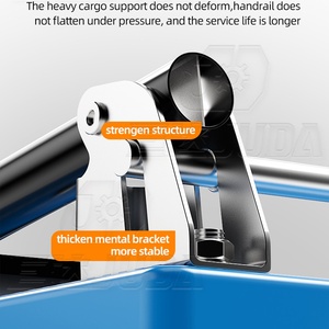 औद्योगिक 300 किलोग्राम चार पहिया प्लास्टिक प्लेटफॉर्म ट्रॉली 90 सेमी * 60 सेमी तह रबर पहियों के ओम के साथ शॉपिंग कार्ट - Product Image 4