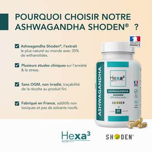 Cápsulas de Extracto Herbal de Ashwagandha Shoden Etiquetadas X60 Hexa3 Mejoran la Memoria y el Sueño 200mg Dosis Diaria - Product Image 3