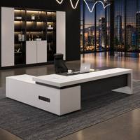 Bureau de direction en forme de L avec armoire, chêne naturel et blanc, moderne, écologique, ensemble de bureau pour PDG, certifié CE, garantie 5 ans