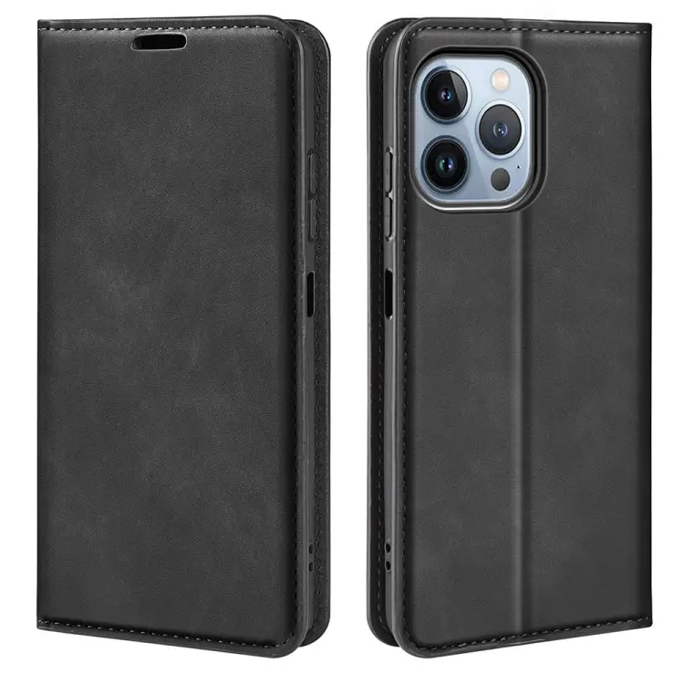 For iPhone 14 Pro Max Card holder Wallet design Leather Cover Horizontal Viewing Stand Magnetic Absorption Phone Case