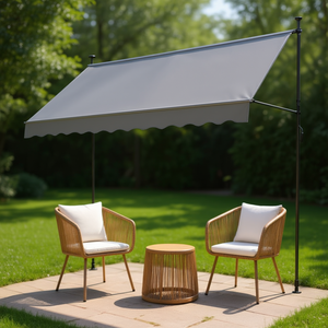 Auvent rétractable 118,1 po de profondeur x 47,2 po de largeur, autoportant, à commande manuelle, pour terrasse extérieure, style moderne, structure en aluminium - Product Image 2