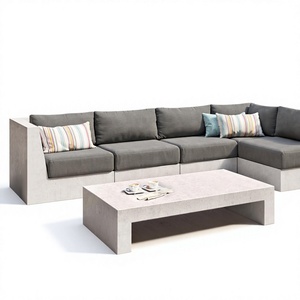 Sofá Esquinero en Forma de L de Concreto Gris para Mayoristas con Chaise Longue, Sofás Modulares para Sala de Estar Contemporánea - Product Image 1