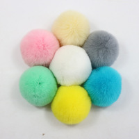 Vente chaude fourrure animale 6cm vraie boule de poils de lapin avec bande élastique pour bricolage pendentif ornement cadeau vraie fourrure Pompon pour animaux de compagnie jouets
