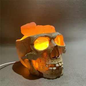 Led Skull Zout Steen Tafellamp Horror Ghost Head Vormige Nachtlampje Usb Voor Halloween Slaapkamer Decoratie Verlichting Ornament