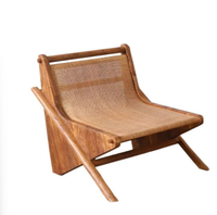 Fauteuil d'appoint moderne en bois noir massif avec base en corde tressée et coussin en lin pour hôtel, salon, villa, salle de séjour