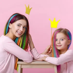 Extensiones de Cabello con Clip VEYDA de Colores para Fiestas, para Niñas, 22 Pulgadas, Colores Omber, Cabello Liso, Sintético - Product Image 5