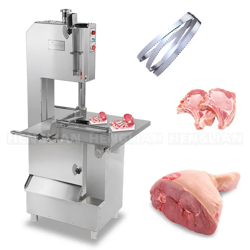 Máquina comercial de corte de carne tipo piso, carne de porco, osso de peixe, serra com lâmina projetada para fatiar carne e peixe