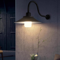 Lampe murale LED E27 de style ferme or et noir éclairage décoratif d'intérieur col de cygne lumière de grange pour chemin jardin corps en fer