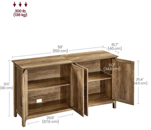 ULSC381T41 Honey Brown Storage Cabinet Adjustable Shelves Buffet <strong>Sideboard</strong> Credenza for Living Room Entryway <strong>Bookcases</strong> Product - Product Image 1