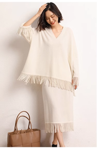 Maglione lavorato a maglia in Cashmere da donna <span class=keywords><strong>con</strong></span> <span class=keywords><strong>frange</strong></span> taglie forti in maglia <span class=keywords><strong>con</strong></span> <span class=keywords><strong>frange</strong></span> - Product Image 2