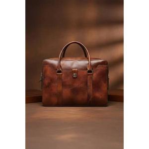 Élégant sacoche pour ordinateur portable en cuir véritable avec compartiment rembourré pour ordinateur, fermeture éclair robuste, poignée au design soigné, idéal pour le bureau - Product Image 6