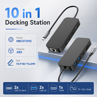 Hub USB C 10 en 1, 10 Gbps, Video Dual 4K 60 Hz HDMI, Gigabit Ethernet RJ45, 100 W PD, SD, TF 3.0, Tipo C, Estación de Acoplamiento Multipuerto