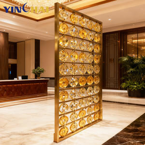 Divisórias de Ambiente de Vidro com Luz de LED OEM para Casa, Hotel, Lobby, Design de Divisória, Projeto de Engenharia em Aço Inoxidável, Partição de Metal Dourado - Product Image 5