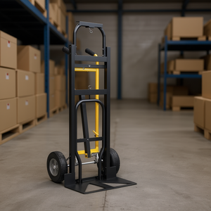 Carrello a mano convertibile 3 in 1 in metallo con 4 ruote in gomma per stoccaggio e trasporto, carrello piattaforma in acciaio nero verniciato a polvere - Product Image 2