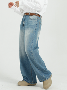 Producción Personalizada de Jeans Coreanos para <span class=keywords><strong>Hombre</strong></span>, Casuales, Holgados, Versátiles, Blancos Pulidos, de Pierna Recta y Ancha - Product Image 5