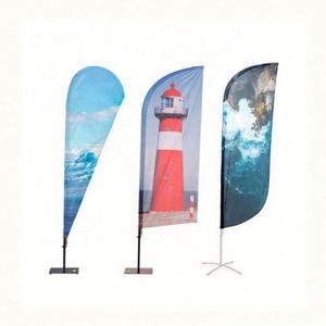 ธงชายหาดโพลีเอสเตอร์พิมพ์ลายดิจิทัลกลางแจ้งแบบกำหนดเอง ป้ายโฆษณาสำหรับประชาสัมพันธ์ - Product Image 1