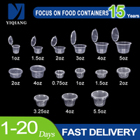 Portions noires ou transparentes tasse en plastique PET Condiment Dessert résistant aux fuites Chutney Sauce tasses couverts jetables ustensiles