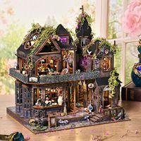 Modèle de château magique à construire soi-même, maisonnette en bois, blocs de construction faits à la main, puzzle 3D