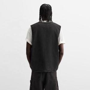 맞춤 남성 데님 조끼 남성 지퍼 데님 조끼 - Product Image 2