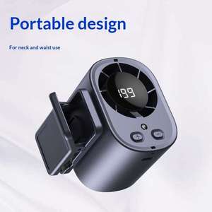 Ventilateur portable électrique extérieur en plastique rechargeable par USB 1500 mAh avec affichage numérique et fonctionnement en anglais - Product Image 2