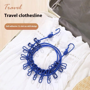 Corde à <span class=keywords><strong>Linge</strong></span> Extérieure de Camping Élastique avec 12 Pinces, Corde à <span class=keywords><strong>Linge</strong></span> de Voyage Élastique pour Chaussettes, Séchoir à <span class=keywords><strong>Linge</strong></span> Suspendu - Product Image 5